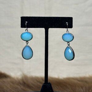 Marcia Moran Silver-Lined Blue Stone Drop Earrings